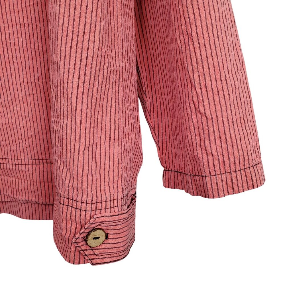 Vintage Sea Breeze Womens XL Shirt Jacket Striped 100% Cotton Button Up Coastal - Picture 8 of 10